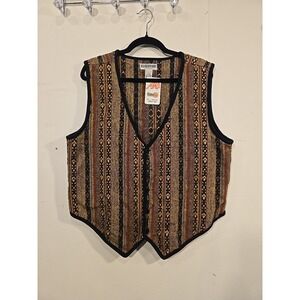 Reservoir Worldwide Embroidered Vest Size Large 100% Cotton